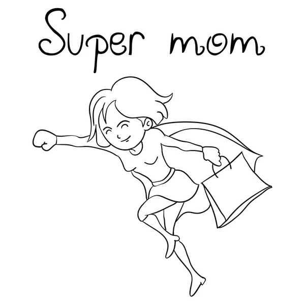 Cute super mother hand draw — Stock Vector