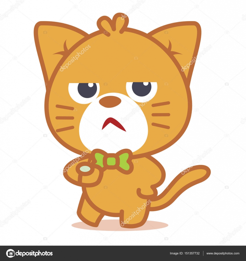 Kızgın kedi karakter stili Vektörel çizim ©kongvector Vektörel