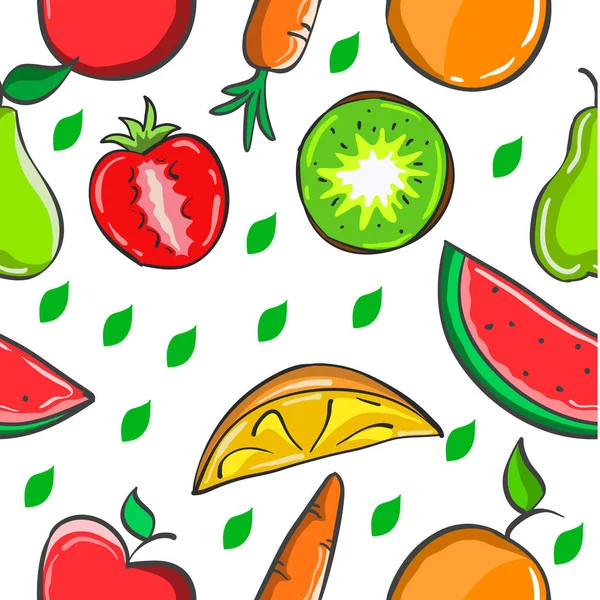 Pattern of fruit colorful style — Stock Vector