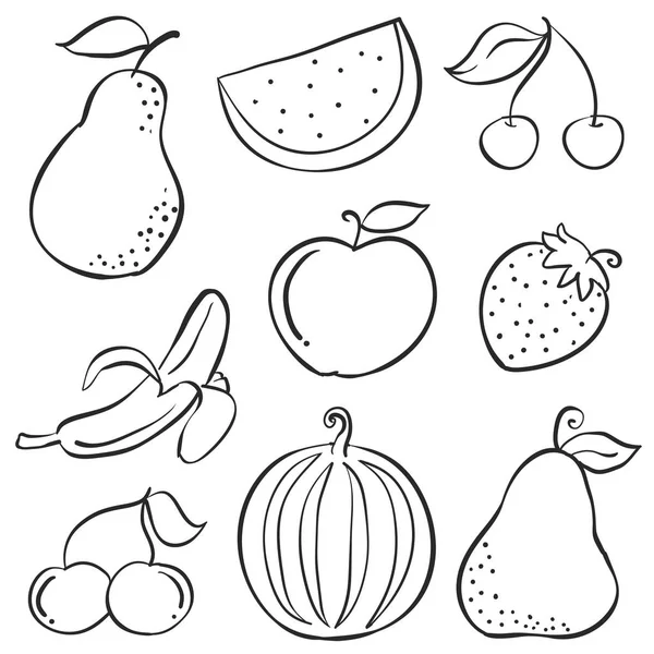 Doodle van fruit vers hand tekenen — Stockvector