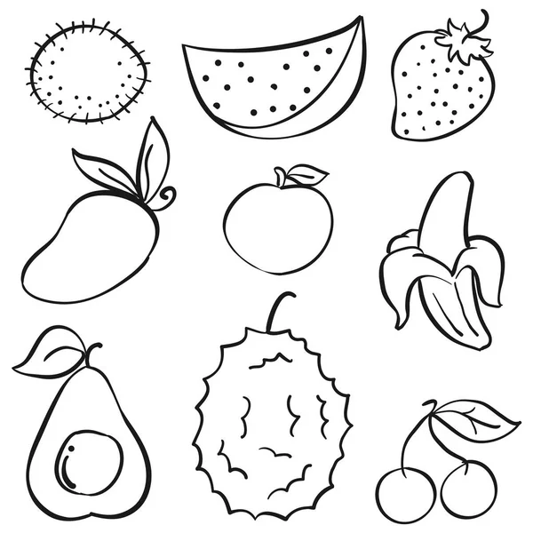 Doodle owoców zestaw rysować ręka — Wektor stockowy