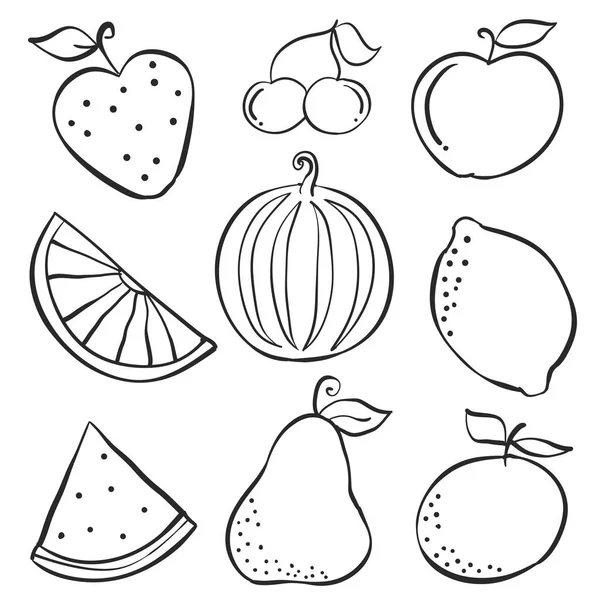 Набор свежих фруктовых каракулей — стоковый вектор