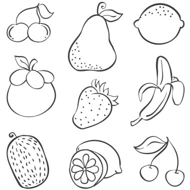 Çeşitli stil el çizmek meyvesi doodle