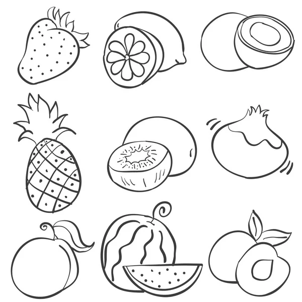 Doodle van hand loting fruit — Stockvector