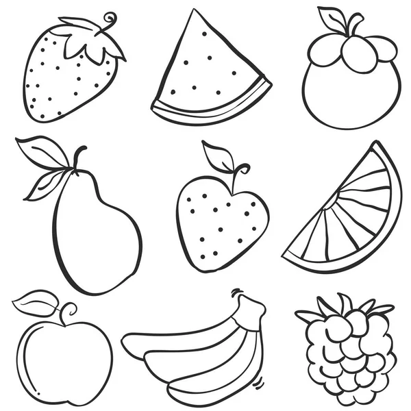 Vari elementi di frutta di stile doodle — Vettoriale Stock