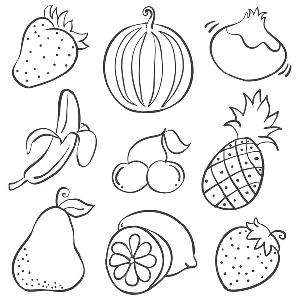 Hand Zeichnung von Obst-Doodle-Stil — Stockvektor