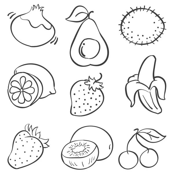 Коллекционный фонд фруктов различных каракулей — стоковый вектор