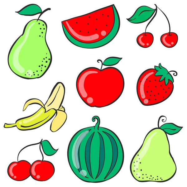 Doodle de fruto vários coloridos —  Vetores de Stock