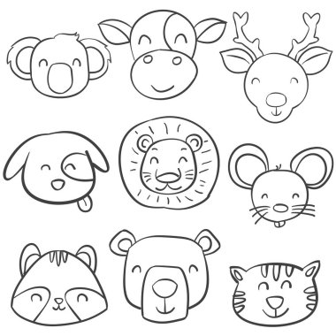 Doodle tarzı koleksiyon hayvan başkanı