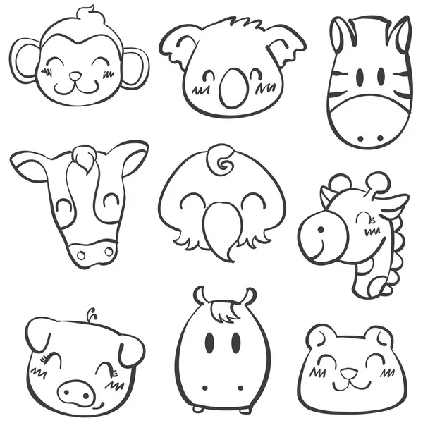 Doodle de desenhos animados de estilo animal —  Vetores de Stock