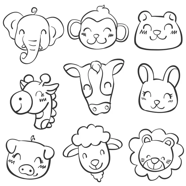 Vetor estilo doodle cabeça animal —  Vetores de Stock