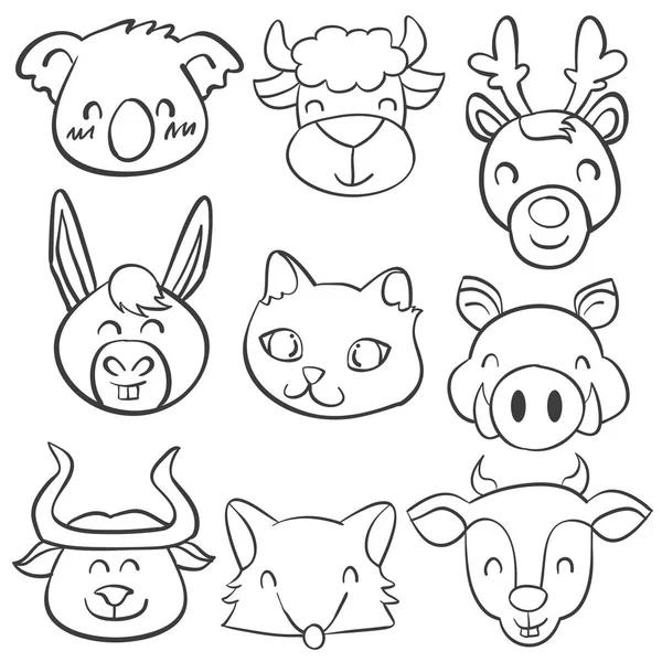 Doodle of head animal hand draw — Stock Vector