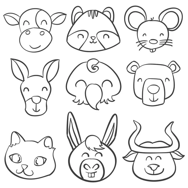 Doodle zvířat ruční nakreslení styl — Stockový vektor
