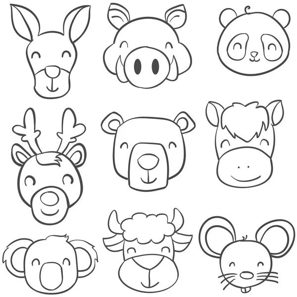 Collection lager av djur doodle stil — Stock vektor