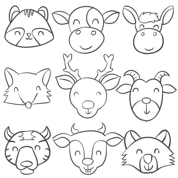 Doodle hayvan toplama stili — Stok Vektör