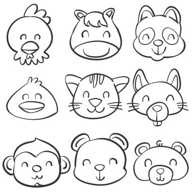 El çizmek sevimli hayvan doodle stili