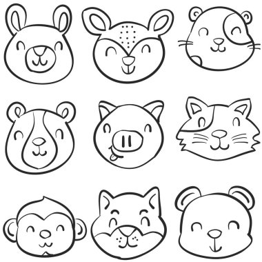 Doodle hayvan sevimli komik tarzı