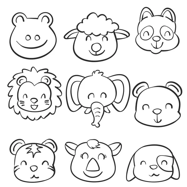 Collection lager söt djur doodles — Stock vektor