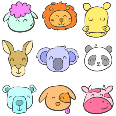 Sevimli hayvan kafa tarzı doodle