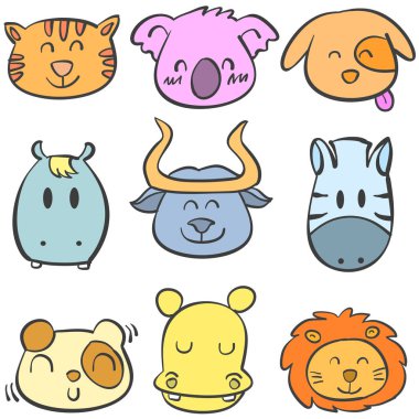 Hayvan stili şirin topluluğu doodle