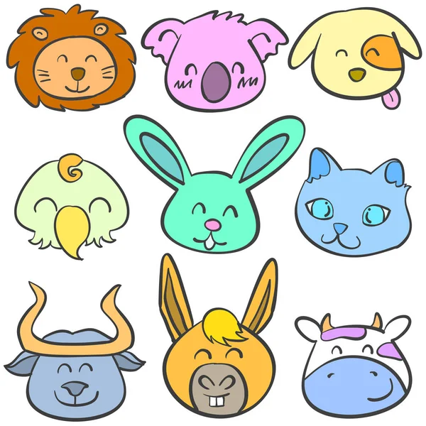 Caniche de tête d'animal collection colorée — Image vectorielle