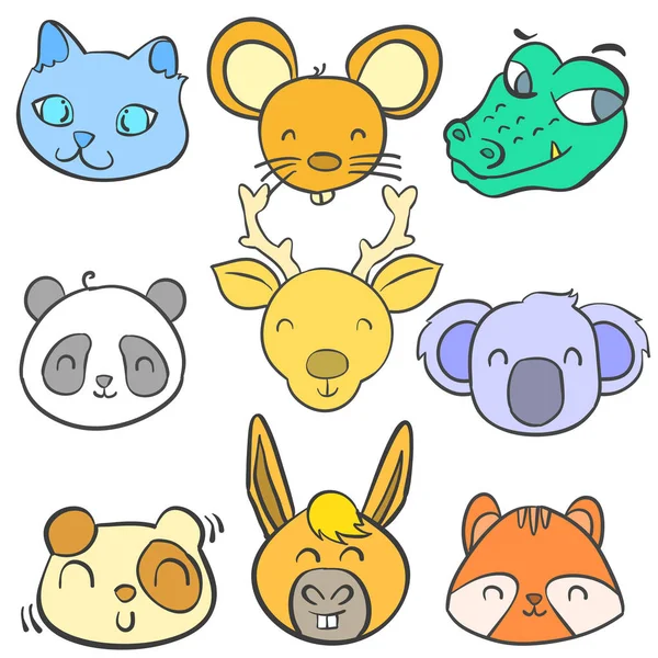 Doodle de estilo bonito animal colorido —  Vetores de Stock