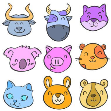 Doodle çocuk için hayvan sevimli komik tarzı