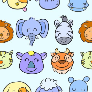 Çeşitli hayvan kafa tarzı doodle