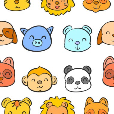 Doodle tarzı çeşitli hayvan başkanı