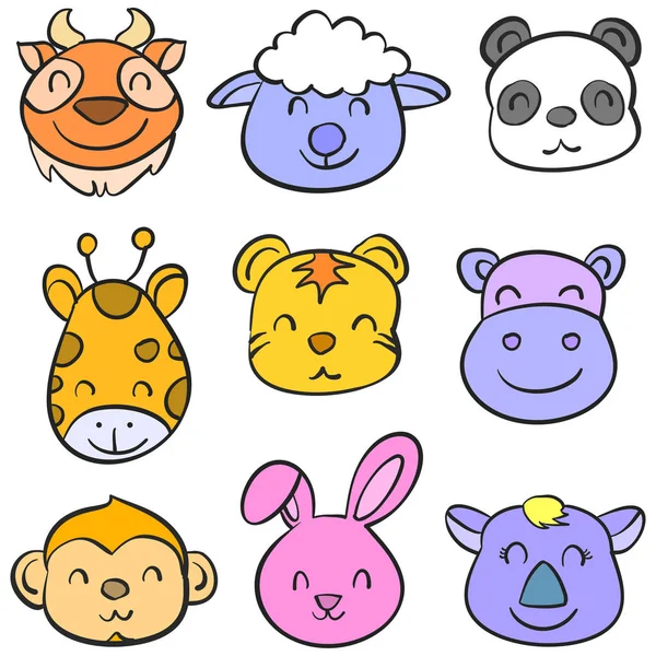 Karikatür hayvan baş doodle tarzı