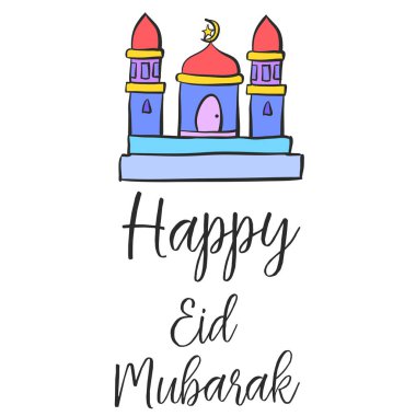 Mutlu Eid Mubarak şirin tebrik kartı