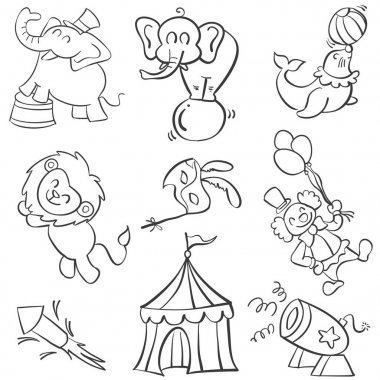Öğe sirki çeşitli doodle