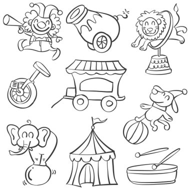 Koleksiyon elementcircus tarzı doodle