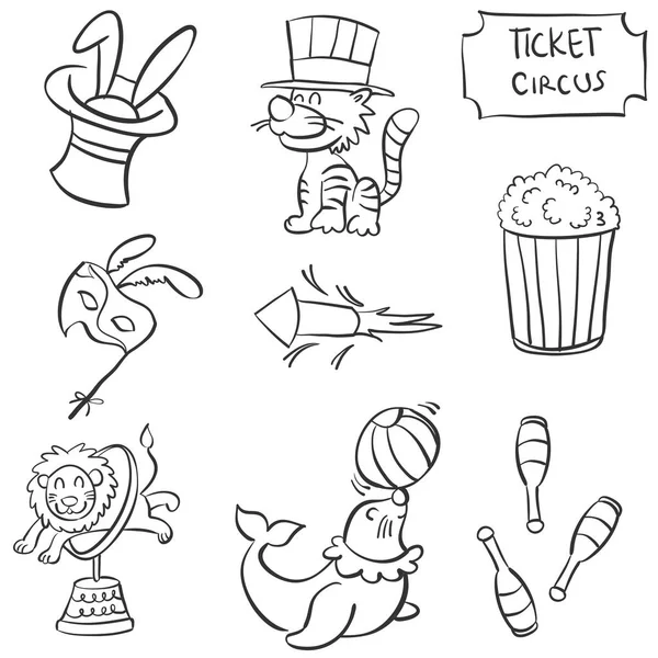 Mignon animal cirque style doodle — Image vectorielle