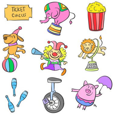 Öğe sirk renkli doodle stili