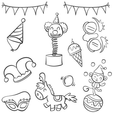 Sirk nesne el Doodle çizmek stili
