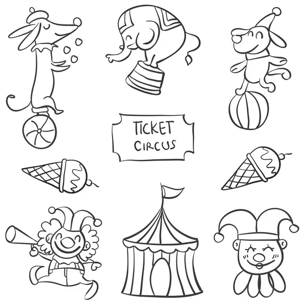 Векторное искусство рисования цирковых элементов — стоковый вектор