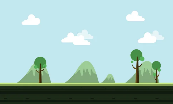 Paisaje colina estilo de dibujos animados juego de fondo — Vector de stock