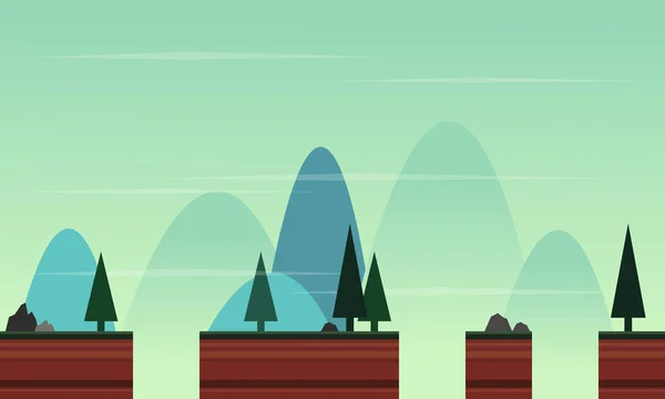 Stil Spiel Hintergrund mit Landschaft Cartoon — Stockvektor