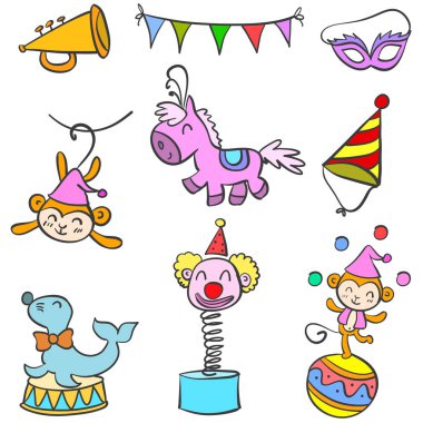 Çeşitli nesne sirk doodle