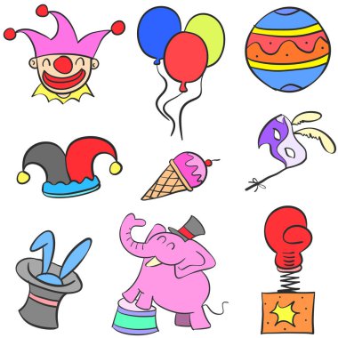 Çeşitli nesne sirk set karalamalar