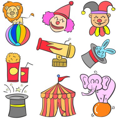 Doodle çeşitli nesne sirk