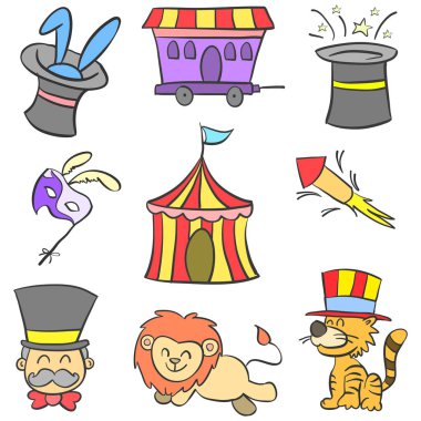 Sirk renkli el Doodle çizmek