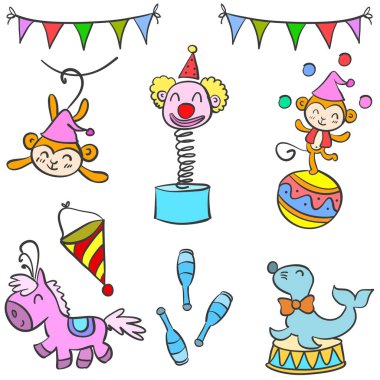 Şirin doodle sirk öğe koleksiyonu