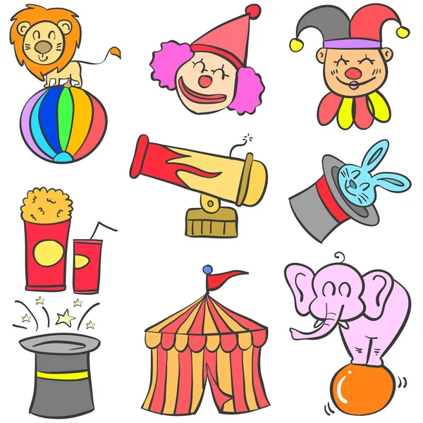 Doodle çeşitli nesne sirk