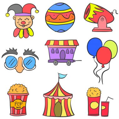 Koleksiyon sevimli doodle sirk tema