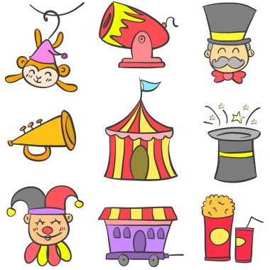 Koleksiyon hisse senedi sirk tema karalamalar