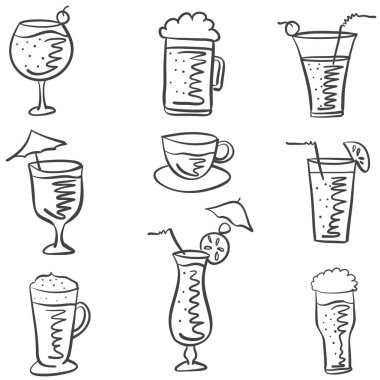 Çeşitli stil bardak doodle