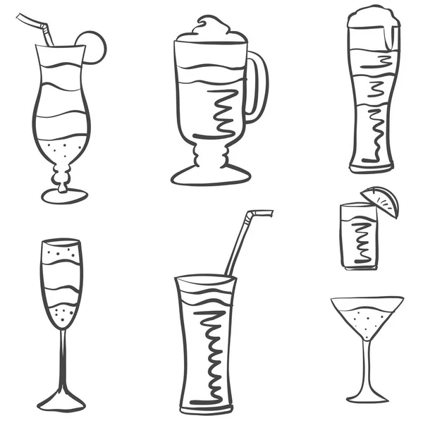 Różnych pić ręcznie rysować Doodle — Wektor stockowy