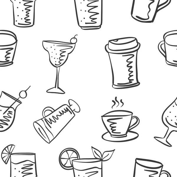 Doodle de bebida com suco de café —  Vetores de Stock